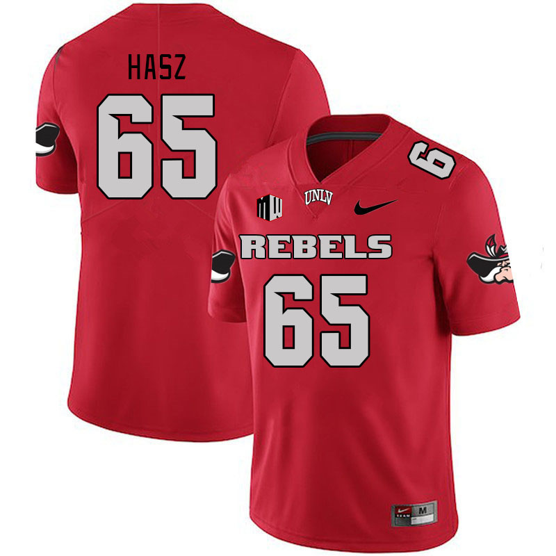 Men #65 Jack Hasz UNLV Rebels 2023 College Football Jerseys Stitched-Scarlet - Click Image to Close